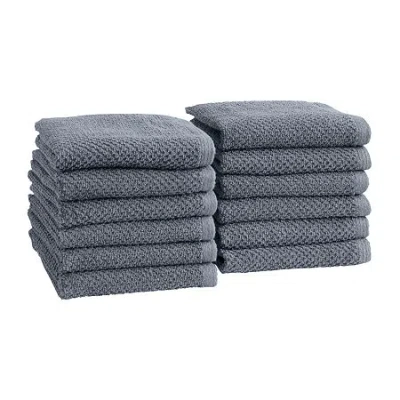 Linery Solid Cotton Textured Quick Dry Washcloth In Gray
