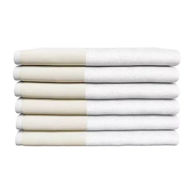 Linery Ultra-soft Cotton And Linen-like Bordered 6pk 6-pc. Quick Dry Bath Towel Set In White
