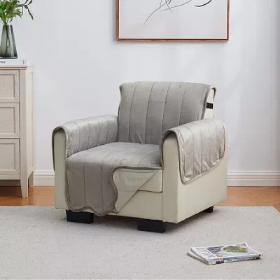 Linery Velvet Furniture Chair Protector In Gray