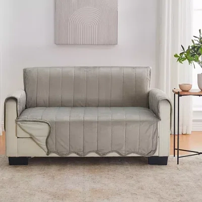 Linery Velvet Furniture Loveseat Protector In Gray