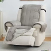 Linery Velvet Furniture Protector Recliner Slipcover In Gray
