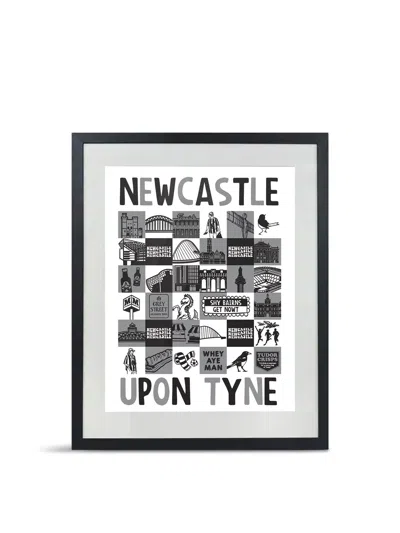 Lines Behind Newcastle Grey Square A3 Print With Frame