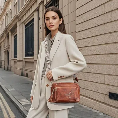 Lingra Crossbody Bags For Women Trendy Leather Crossbody Purse Shoulder Handbags Butterfly Design In Brown
