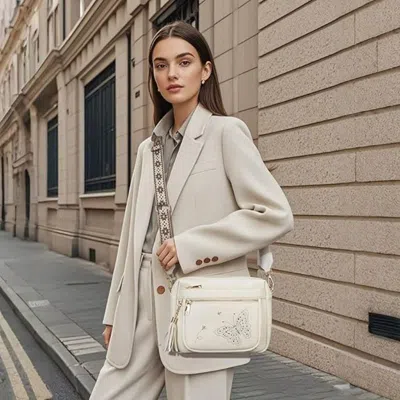 Lingra Crossbody Bags For Women Trendy Leather Crossbody Purse Shoulder Handbags Butterfly Design In Neutral