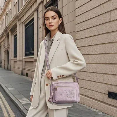 Lingra Crossbody Bags For Women Trendy Leather Crossbody Purse Shoulder Handbags Butterfly Design In Pink