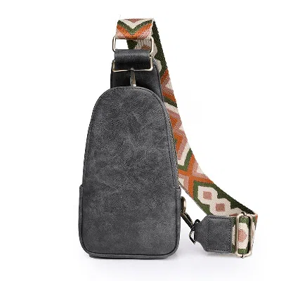 Lingra Women Chest Bag Sling Bag, Guitar Strap Small Crossbody Pu Leather Satchel Daypack In Gray