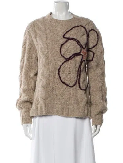 Pre-owned Lingua Franca Alpaca Crew Neck Sweater In Brown