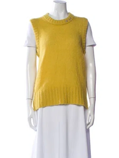 Pre-owned Lingua Franca Alpaca Crew Neck Sweater In Yellow