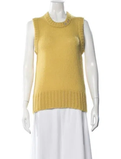 Pre-owned Lingua Franca Alpaca Crew Neck Sweater In Yellow