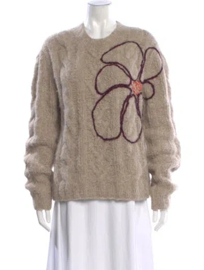 Pre-owned Lingua Franca Alpaca Graphic Print Sweater In Brown