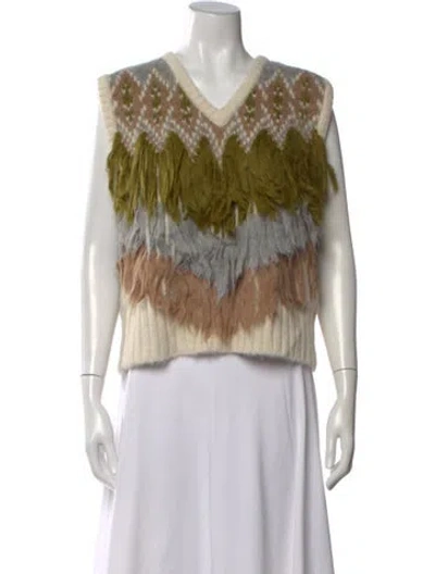 Pre-owned Lingua Franca Alpaca Patterned Sweater In Neutral