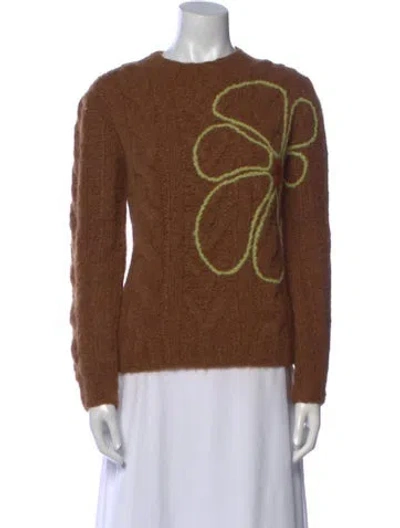 Pre-owned Lingua Franca Alpaca Printed Sweater In Brown