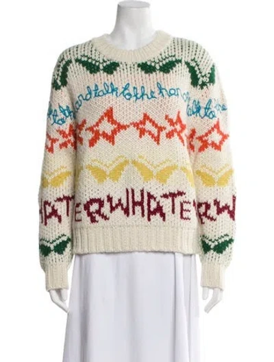 Pre-owned Lingua Franca Alpaca Printed Sweater In Neutral