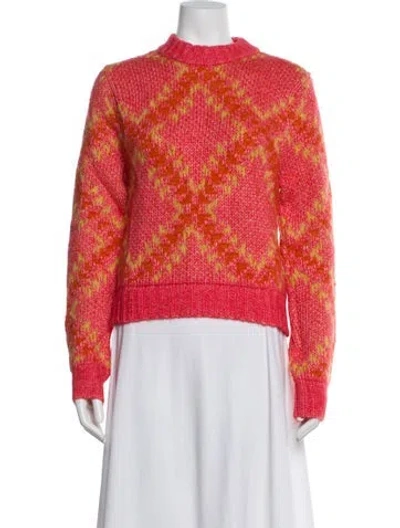 Pre-owned Lingua Franca Alpaca Printed Sweater W/ Tags In Orange