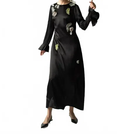 Lingua Franca Ania Embellished Silk Dress In Black