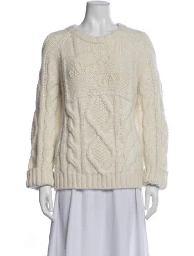 Pre-owned Lingua Franca Baby Alpaca Crew Neck Sweater In Neutral