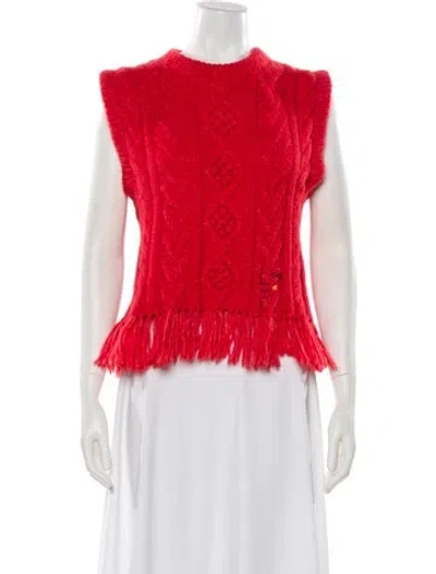 Pre-owned Lingua Franca Baby Alpaca Crew Neck Sweater In Red