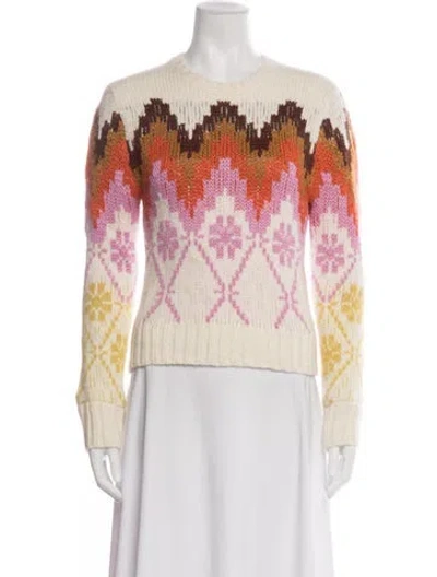 Pre-owned Lingua Franca Baby Alpaca Graphic Print Sweater In Multicolor