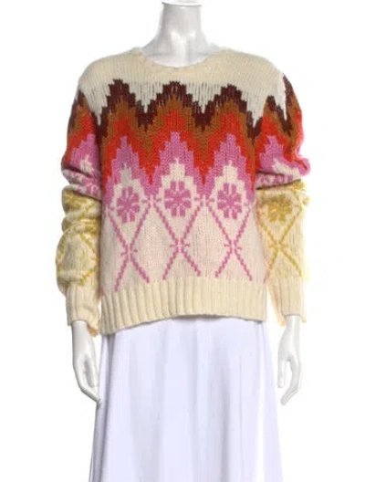 Pre-owned Lingua Franca Baby Alpaca Patterned Sweater In Neutrals