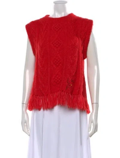 Pre-owned Lingua Franca Baby Alpaca Patterned Sweater In Red