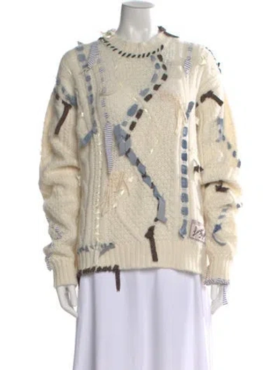 Pre-owned Lingua Franca Baby Alpaca Patterned Sweater W/ Tags In Neutral