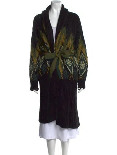 Pre-owned Lingua Franca Baby Alpaca Printed Sweater In Black