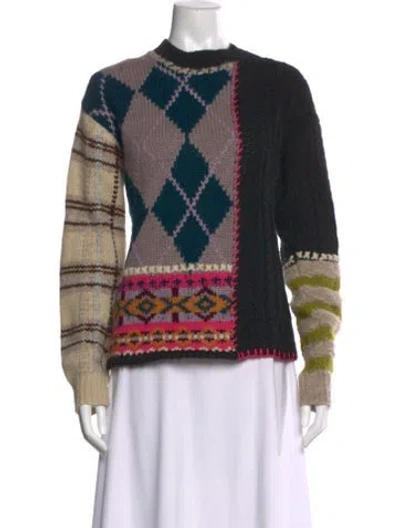 Pre-owned Lingua Franca Baby Alpaca Printed Sweater In Black