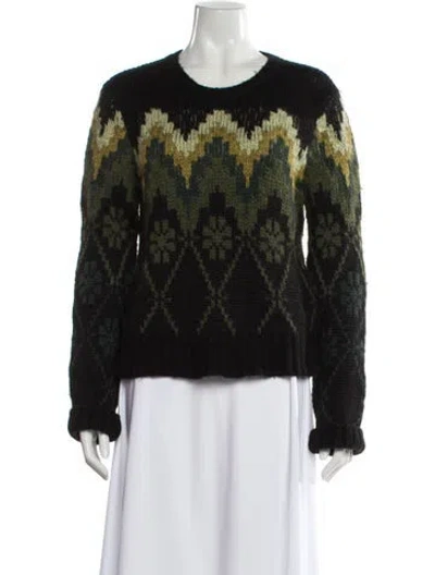 Pre-owned Lingua Franca Baby Alpaca Printed Sweater In Black