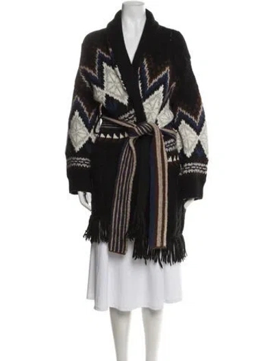 Pre-owned Lingua Franca Baby Alpaca Printed Sweater In Black