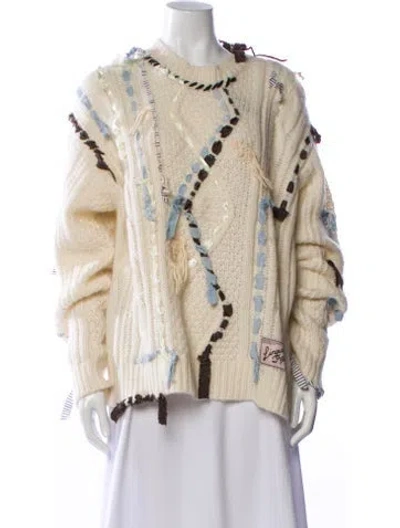 Pre-owned Lingua Franca Baby Alpaca Printed Sweater In Neutral