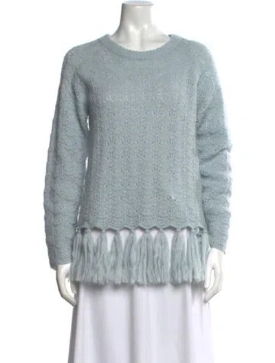 Pre-owned Lingua Franca Baby Alpaca Scoop Neck Sweater In Blue