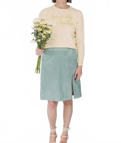 Lingua Franca Bans Off Our Bodies Crewneck Sweater In Canary Lime In Multi