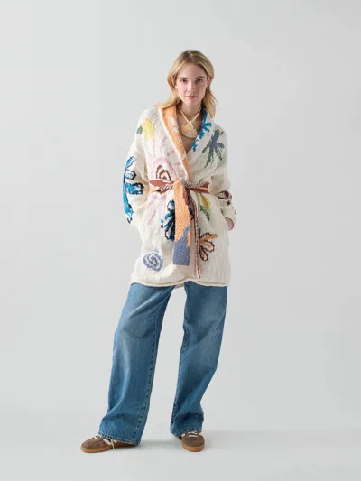 Lingua Franca Benetos Robe In Cream Multi