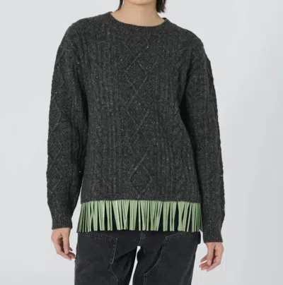 Lingua Franca Bianca Crew Sweater In Charcoal In Gray