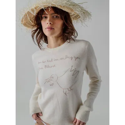 Lingua Franca Bird From Patmos Crewneck In Cream
