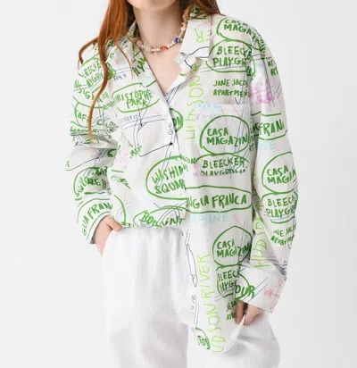 Lingua Franca Bonsignor Button-down Shirt In Map Print In Multi