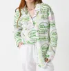 Lingua Franca Bonsignor Button-down Shirt In Map Print In White
