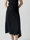 Lingua Franca Asymmetric A-line Brushed Wool Skirt In Black