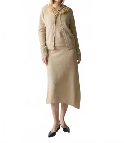 Lingua Franca Brushed Wool A-line Skirt In Linen