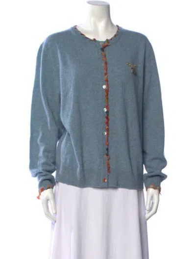 Pre-owned Lingua Franca Cashmere Crew Neck Sweater In Blue