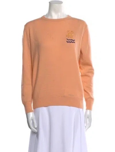 Pre-owned Lingua Franca Cashmere Crew Neck Sweater In Orange