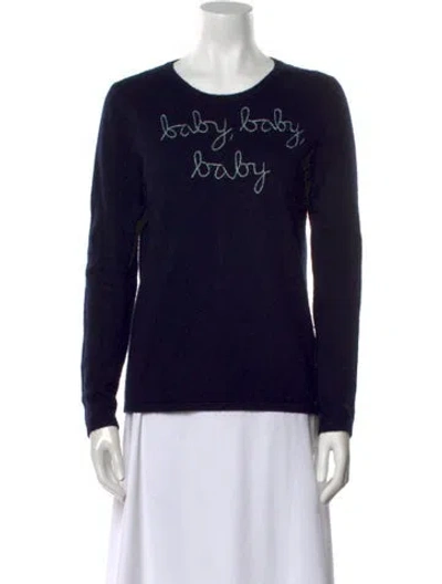 Pre-owned Lingua Franca Cashmere Graphic Print Sweater In Black