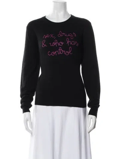 Pre-owned Lingua Franca Cashmere Graphic Print Sweater In Black