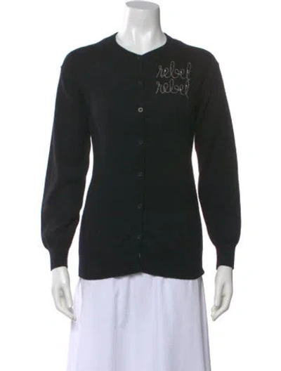 Pre-owned Lingua Franca Cashmere Graphic Print Sweater In Black