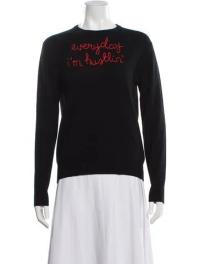 Pre-owned Lingua Franca Cashmere Graphic Print Sweater In Black