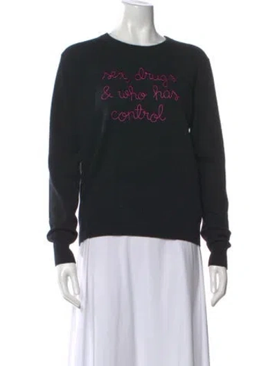 Pre-owned Lingua Franca Cashmere Graphic Print Sweater In Black