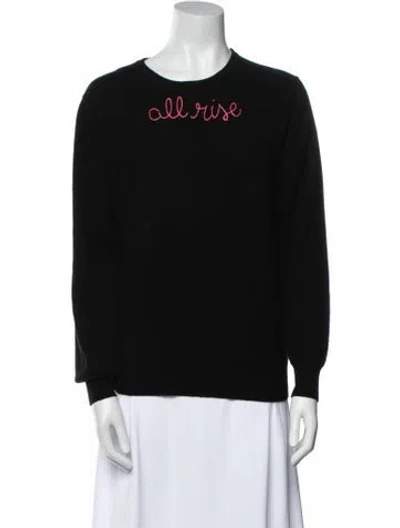 Pre-owned Lingua Franca Cashmere Graphic Print Sweater In Black