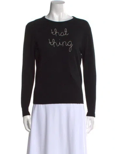 Pre-owned Lingua Franca Cashmere Graphic Print Sweater In Black
