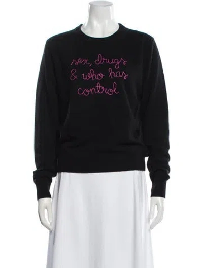 Pre-owned Lingua Franca Cashmere Graphic Print Sweater In Black