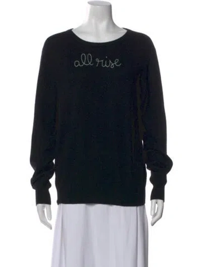 Pre-owned Lingua Franca Cashmere Graphic Print Sweater In Black